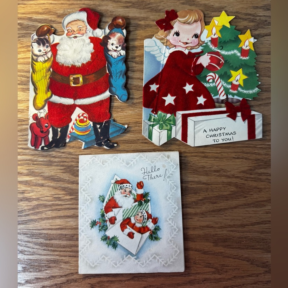 Vintage Santa Christmas Greeting Cards From 1940-195’s